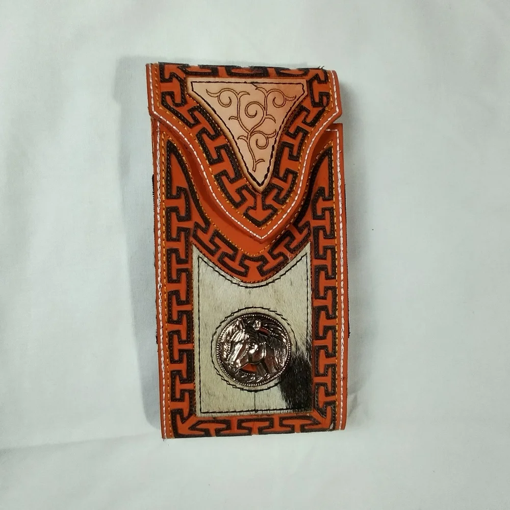 WESTERN LEATHER CELL PHONE CASE, FUNDA VAQUERA DE CUERO COWBOY RODEO PHONE‎ CASE